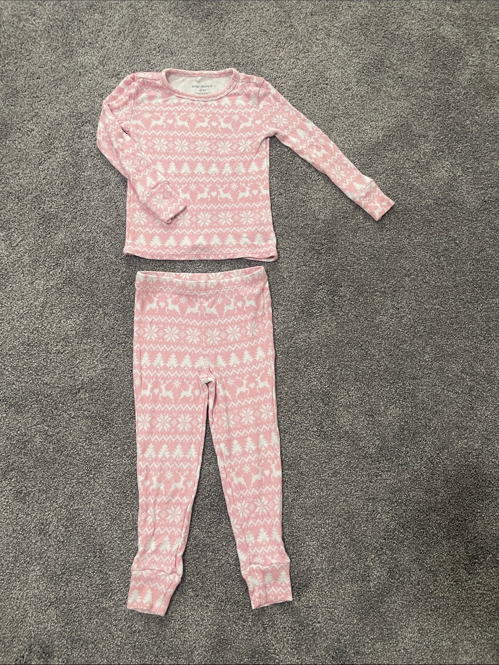 Posh Peanut Pink Fair Isle Long-Sleeve Pajama Set